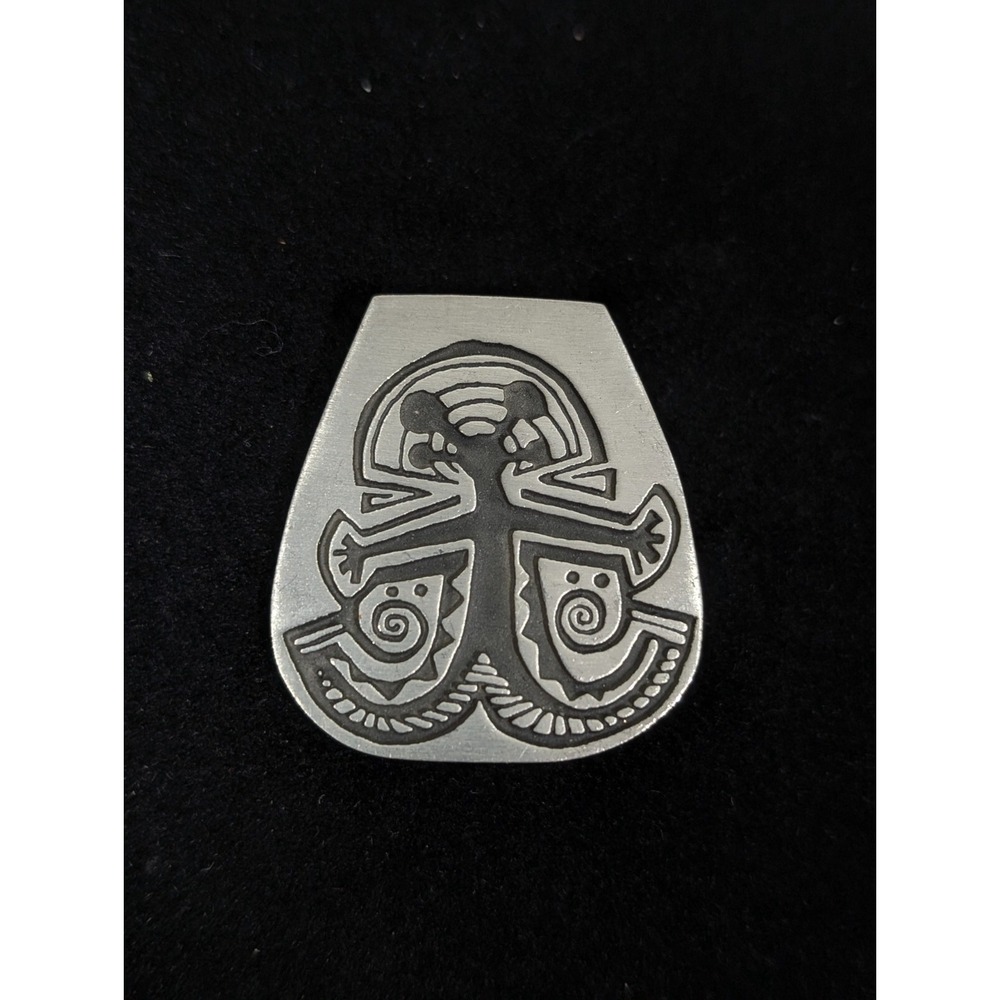 Vintage‎ Urban Fetishes Pewter Tribal Southwestern Statement Pin Brooch